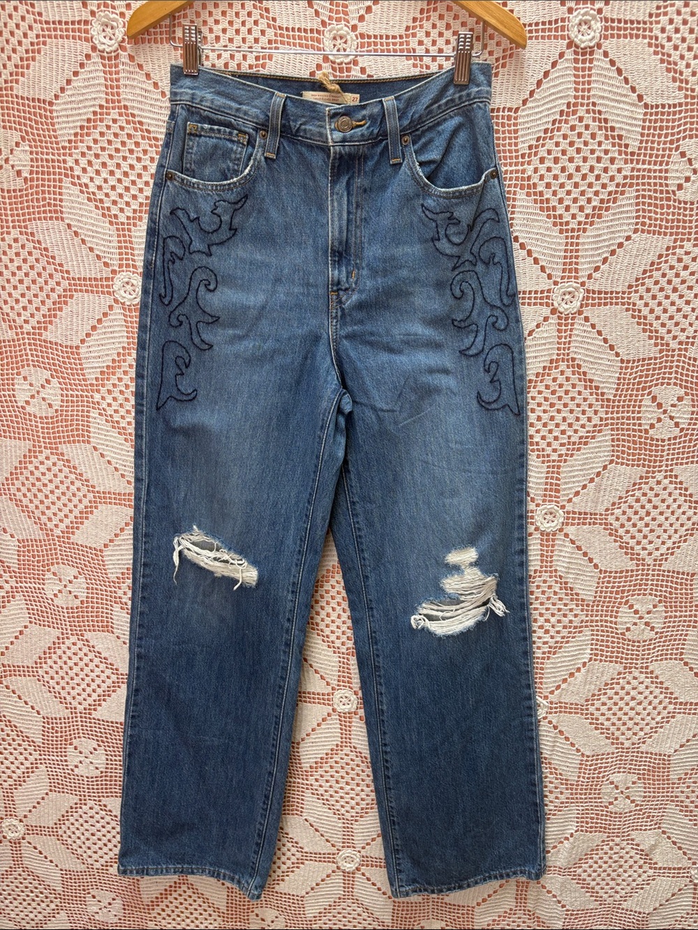OOAK - Levi’s Hand Embroidered High Waisted Straight